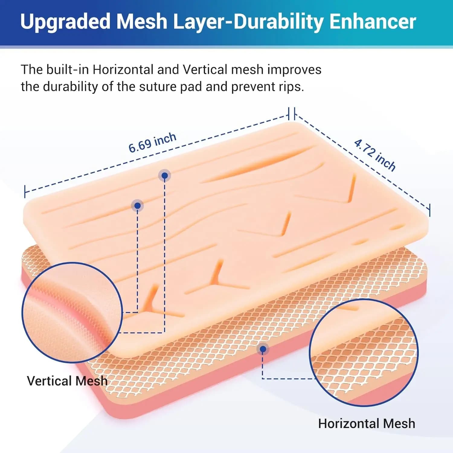 Durable Mesh Layers on suture pad